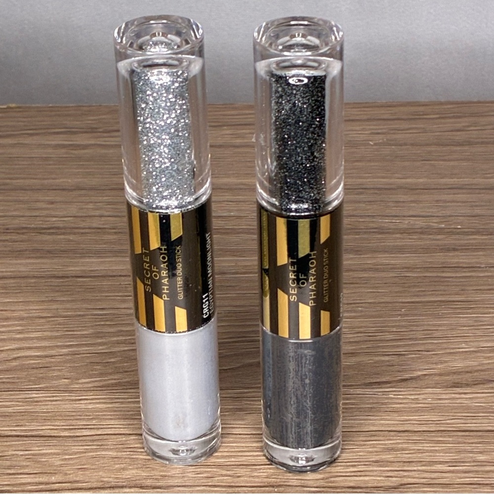 🐼 3/$25 NWT Ebin Secret of Pharaoh Silver and Black Glitter Lipstick Set